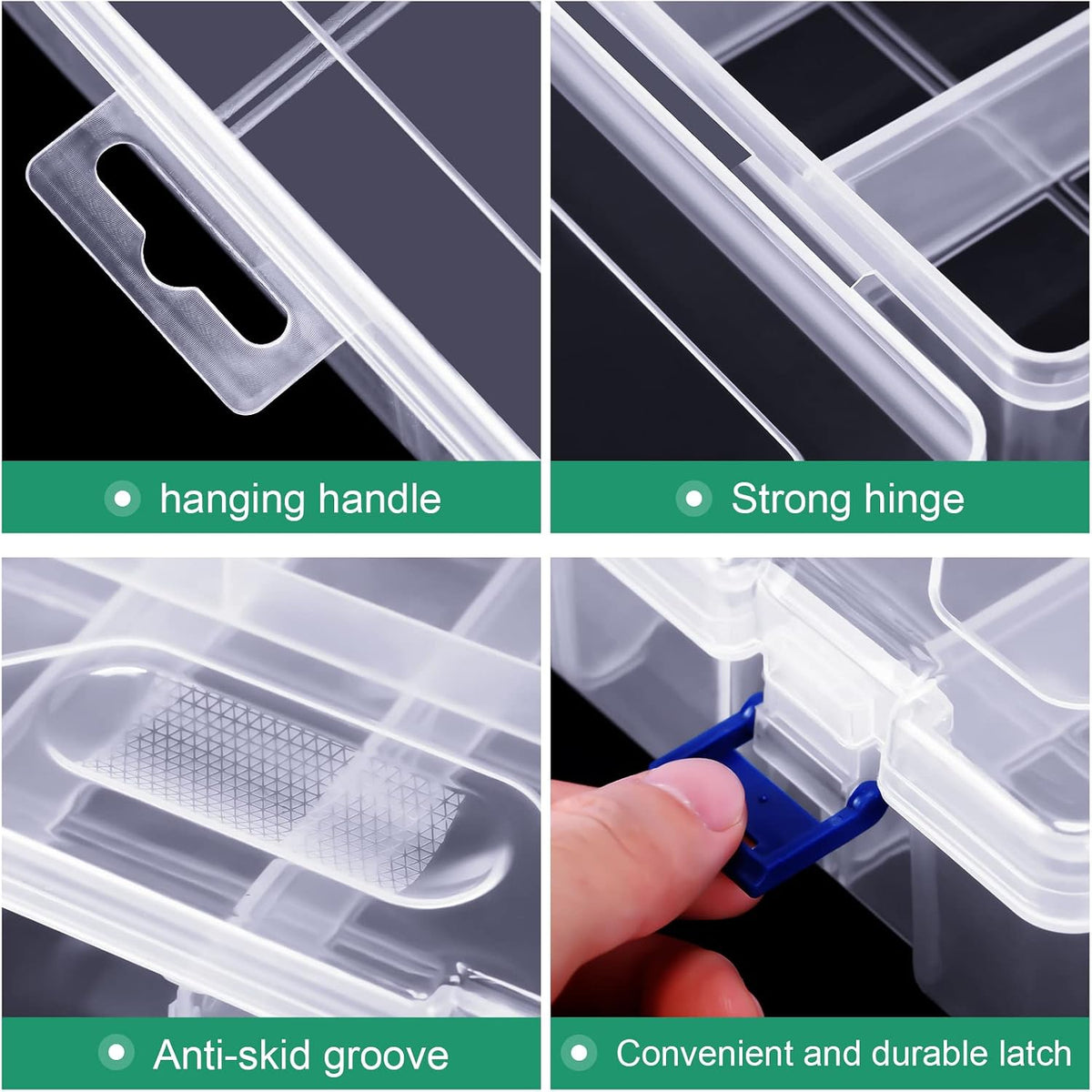 Honoson 6 Pack Fishing Tackle Box Organizer, Clear Waterproof Movable Tray