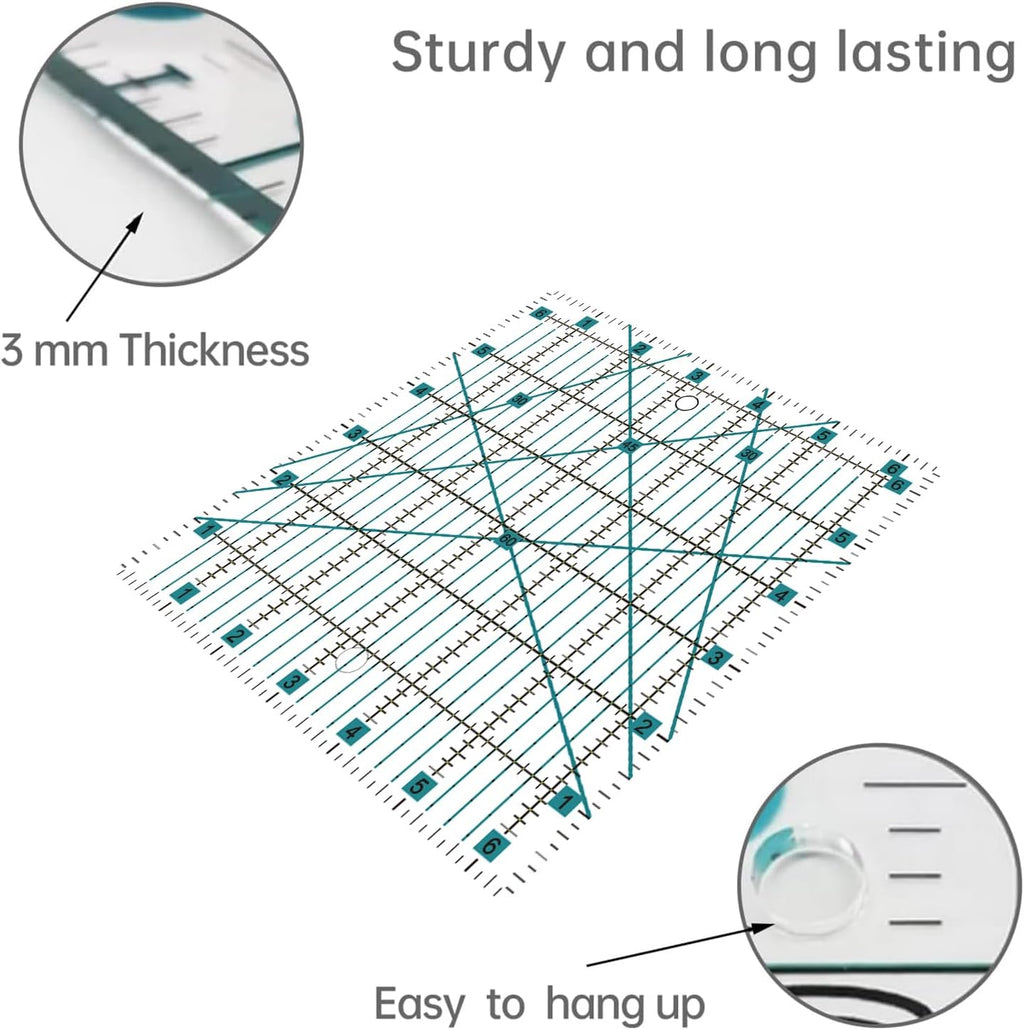 39 Pcs Rotary Cutter Set- Quilting Kit incl. 45mm Fabric Cutter with 5 Extra Blades, A4 Cutting Mat, 2 Craft Knife Set, Ideal for Crafting, Sewing, Patchworking Turquoise