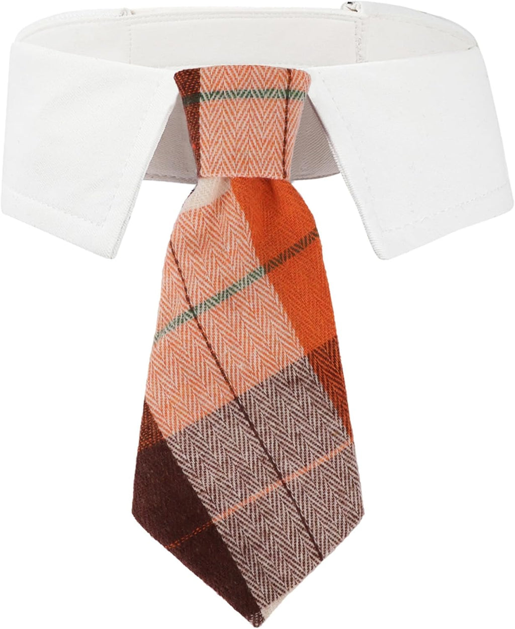 ADOGGYGO Fall Dog Necktie, Orange Plaid Thanksgiving Dog Tie Collar, Small