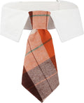 ADOGGYGO Fall Dog Necktie, Orange Plaid Thanksgiving Dog Tie Collar, Small