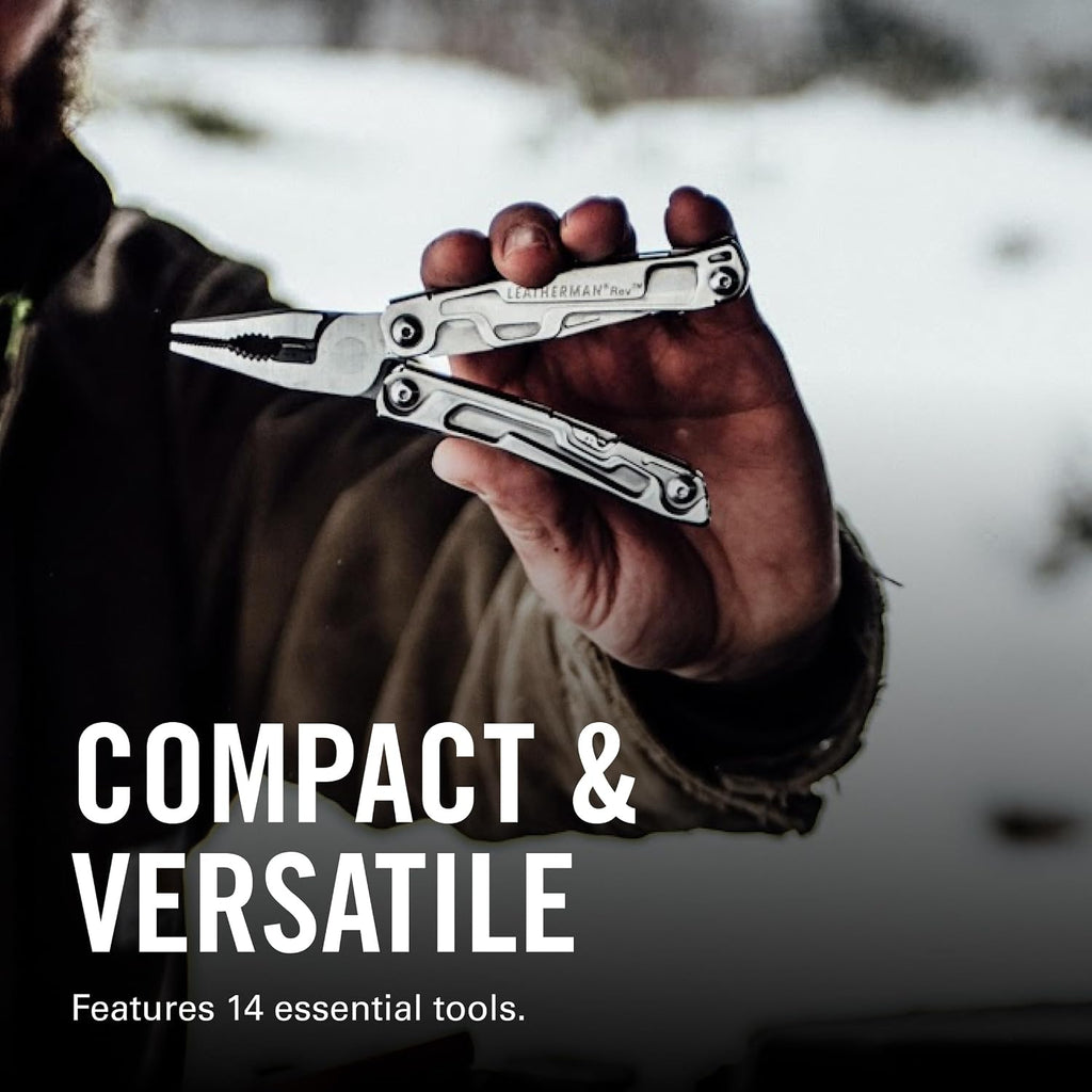 LEATHERMAN, Rev Pocket Size Multitool with Package Opener and Screwdrivers, Stainless Steel