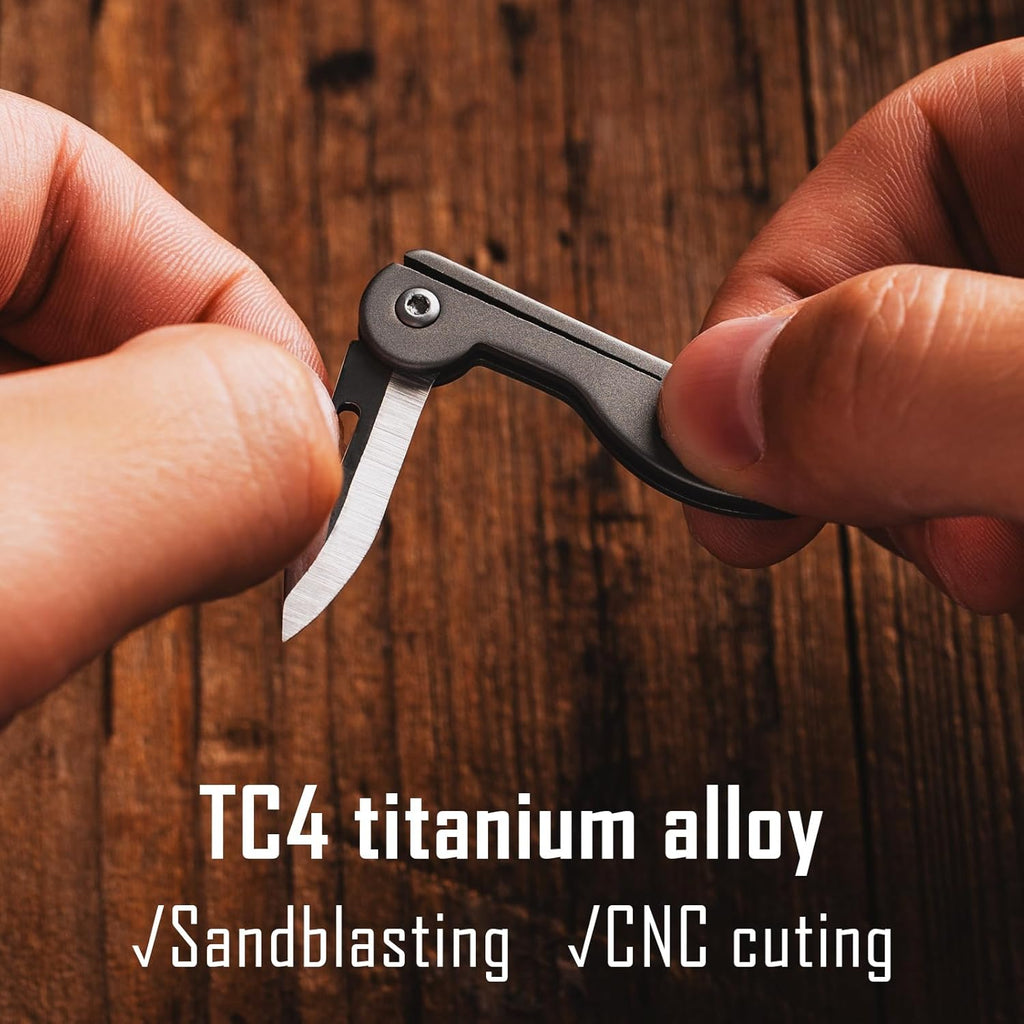 KeyUnity KK05 Titanium Mini Pocket Knife, 1.06-Inch Blade, Gray