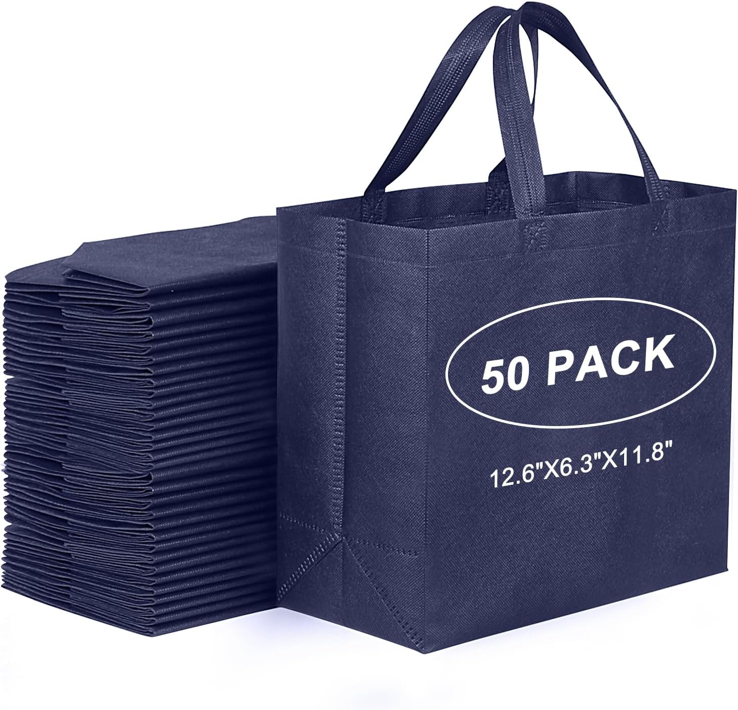 JERIA Black Reusable Totes Bag with Reinforced Handles Non Woven Bulk Shopping Bags