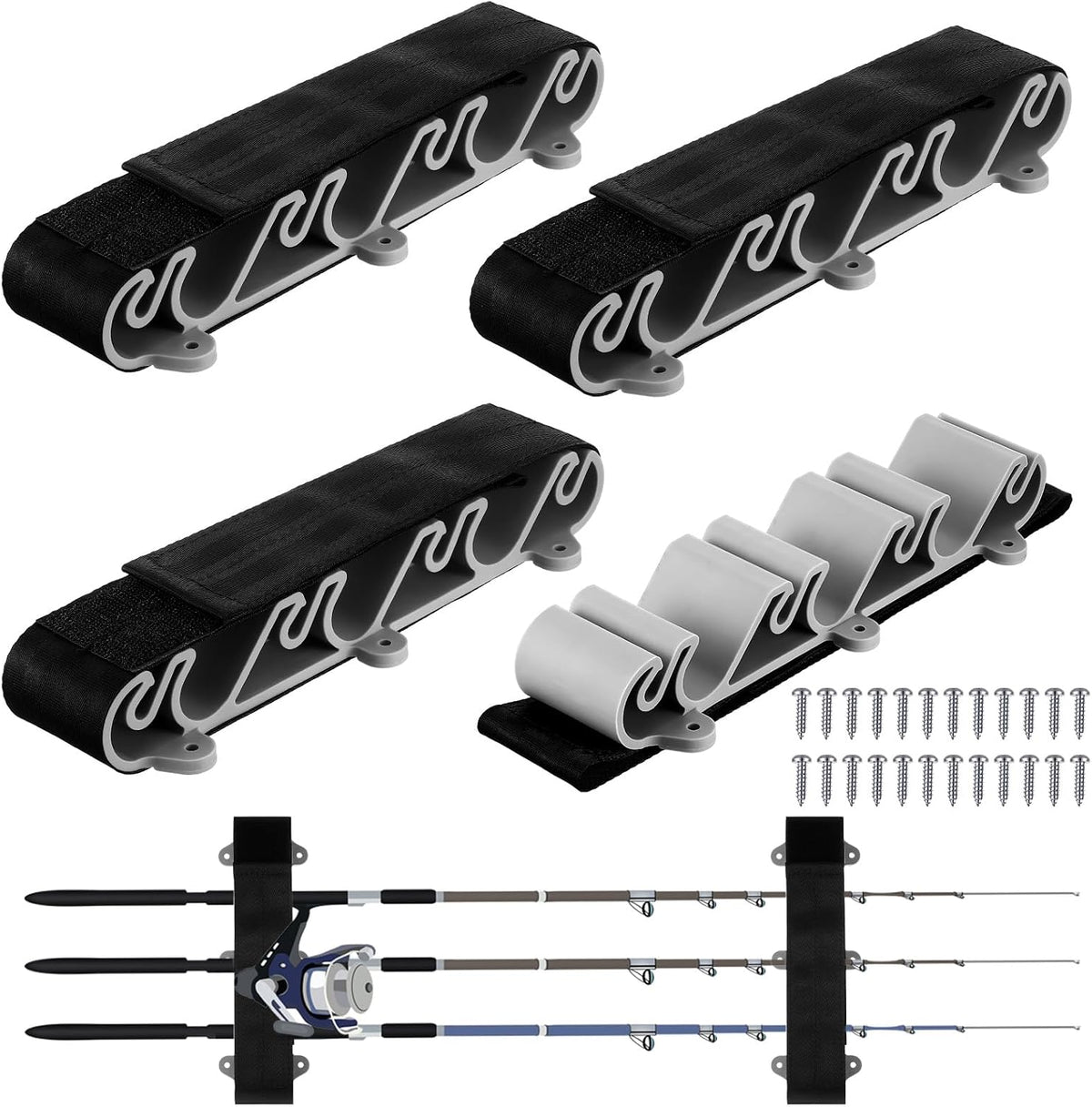 Blueweenly 4 Pcs Vertical Mount Fishing Rod Holders for Boat Vertical Fishing Rod Rack for Storage Pole Strap for Boat Deck