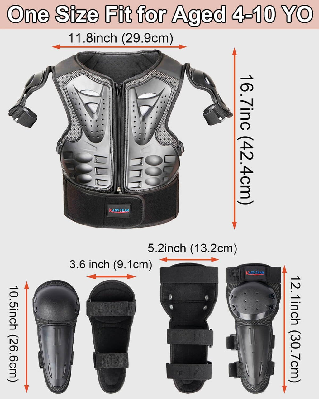 Kids Dirt Bike Gear,Motorcycle Armor Vest Suit for Motocross ATV MTB,Elbow Knee Back Chest Protection for Skating Ski