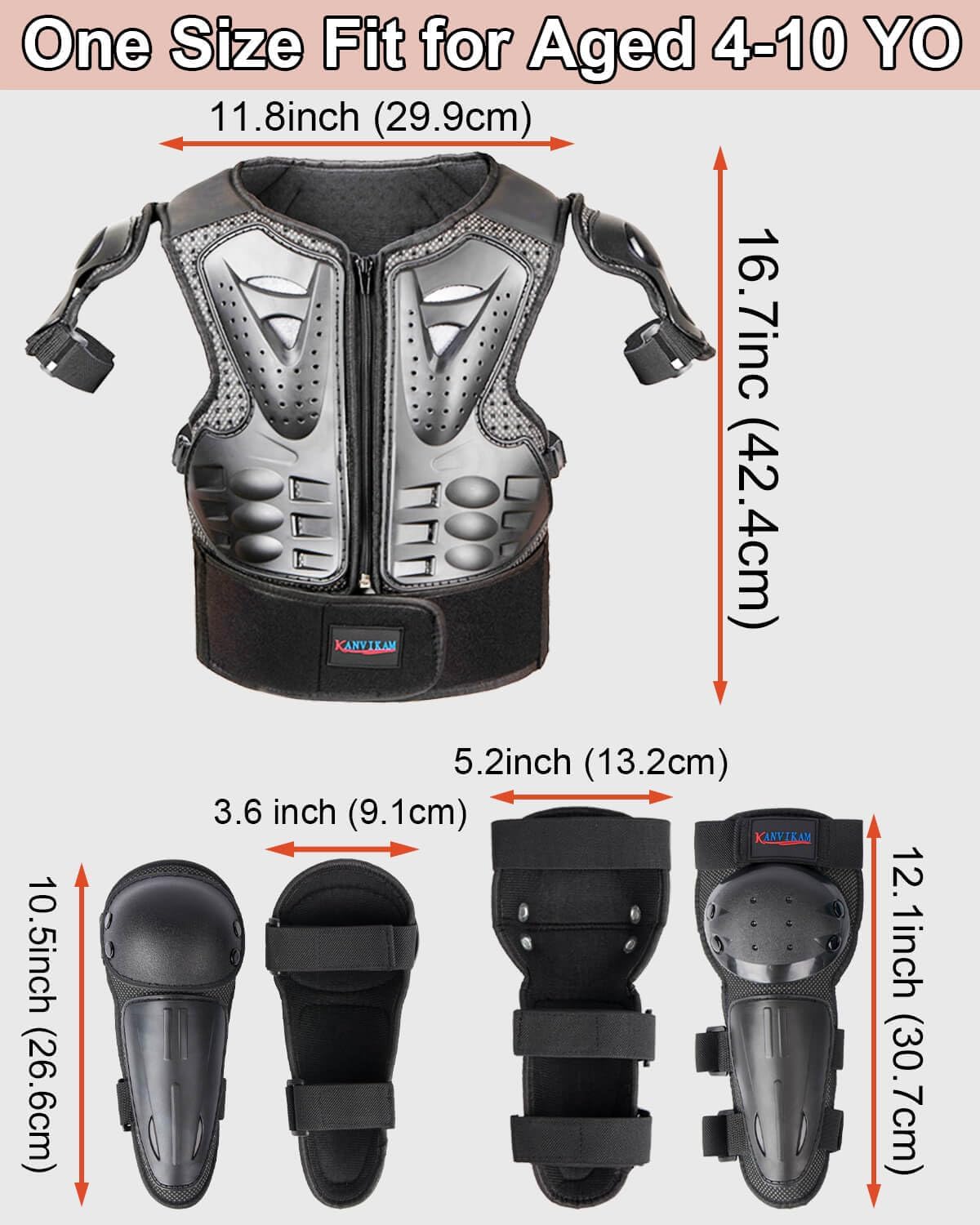 Kids Dirt Bike Gear,Motorcycle Armor Vest Suit for Motocross ATV MTB,Elbow Knee Back Chest Protection for Skating Ski