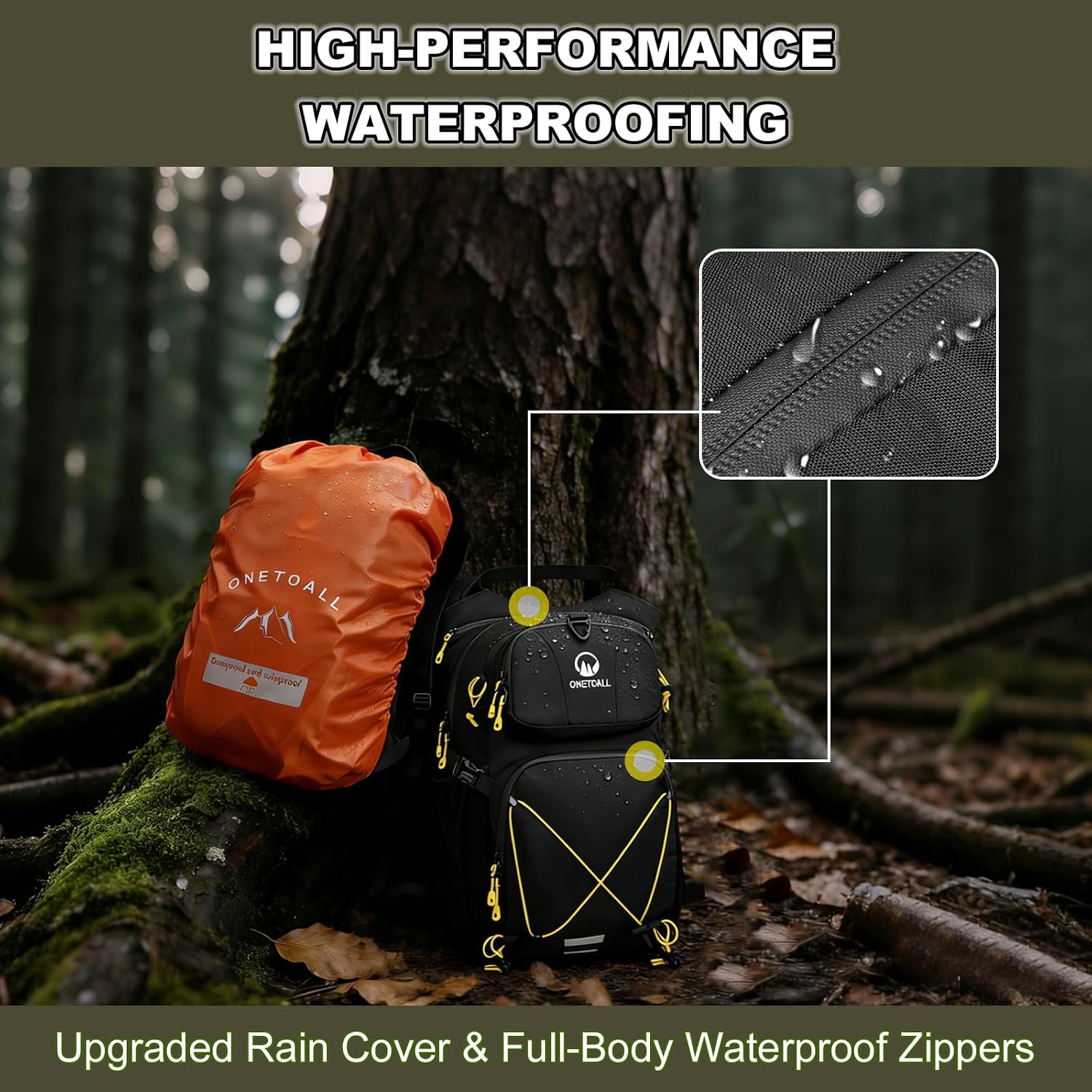 Hydration Backpack 22L, Hiking Backpack with 2L Leakproof Bladder, Sewn-in Rain Cover, Insulated Compartment for Men & Women Running, Cycling, Camping