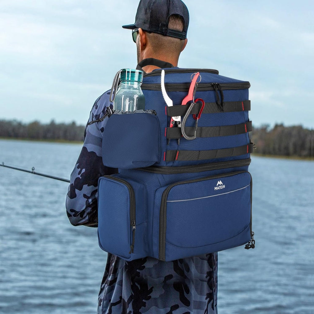 MATEIN Fishing Backpack, Tackle Storage Bag with Rod Holders & Cooler