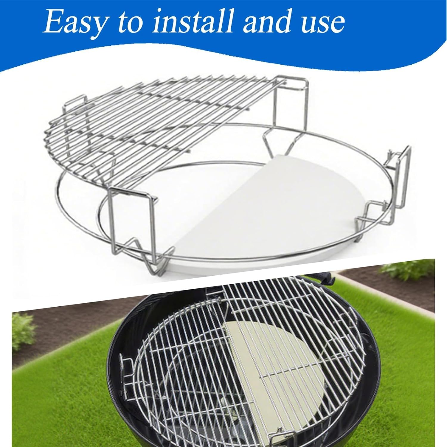 S24 (1-Pack) Cooking Grate System Grilling Accessory for Weber 22" Kettle Grill and Other Similar Size Kettle Grills