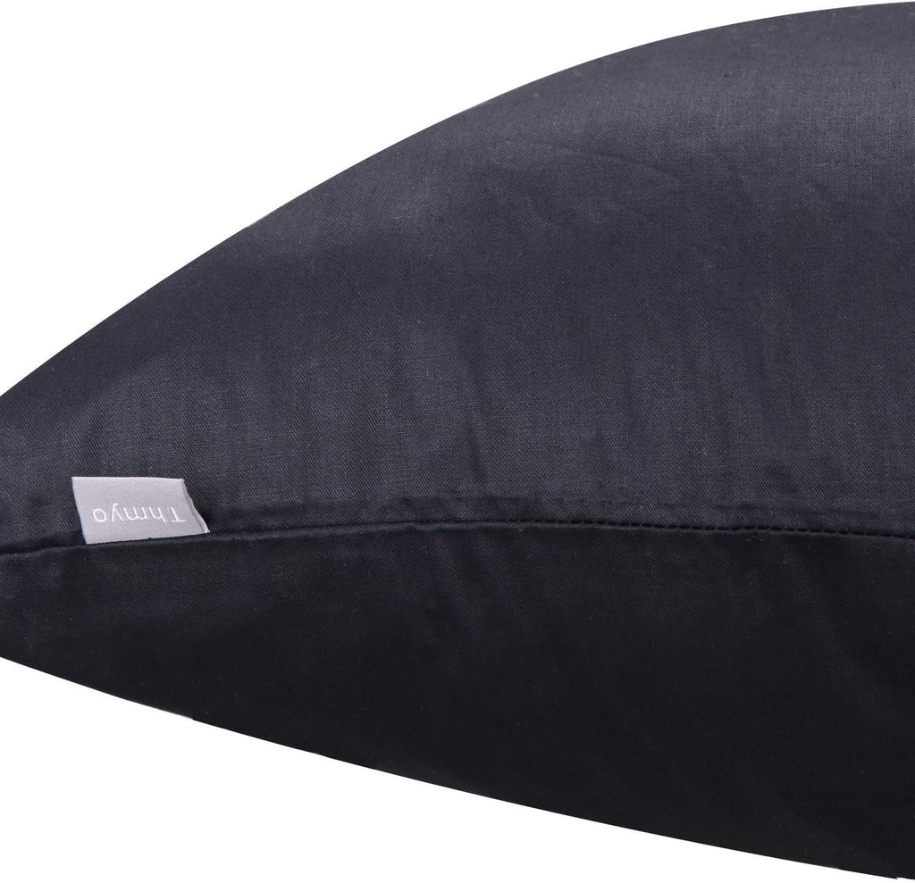 Thmyo 4-Pack 100% Cotton Solid Decorative Throw Pillow Case 18x18inch Black