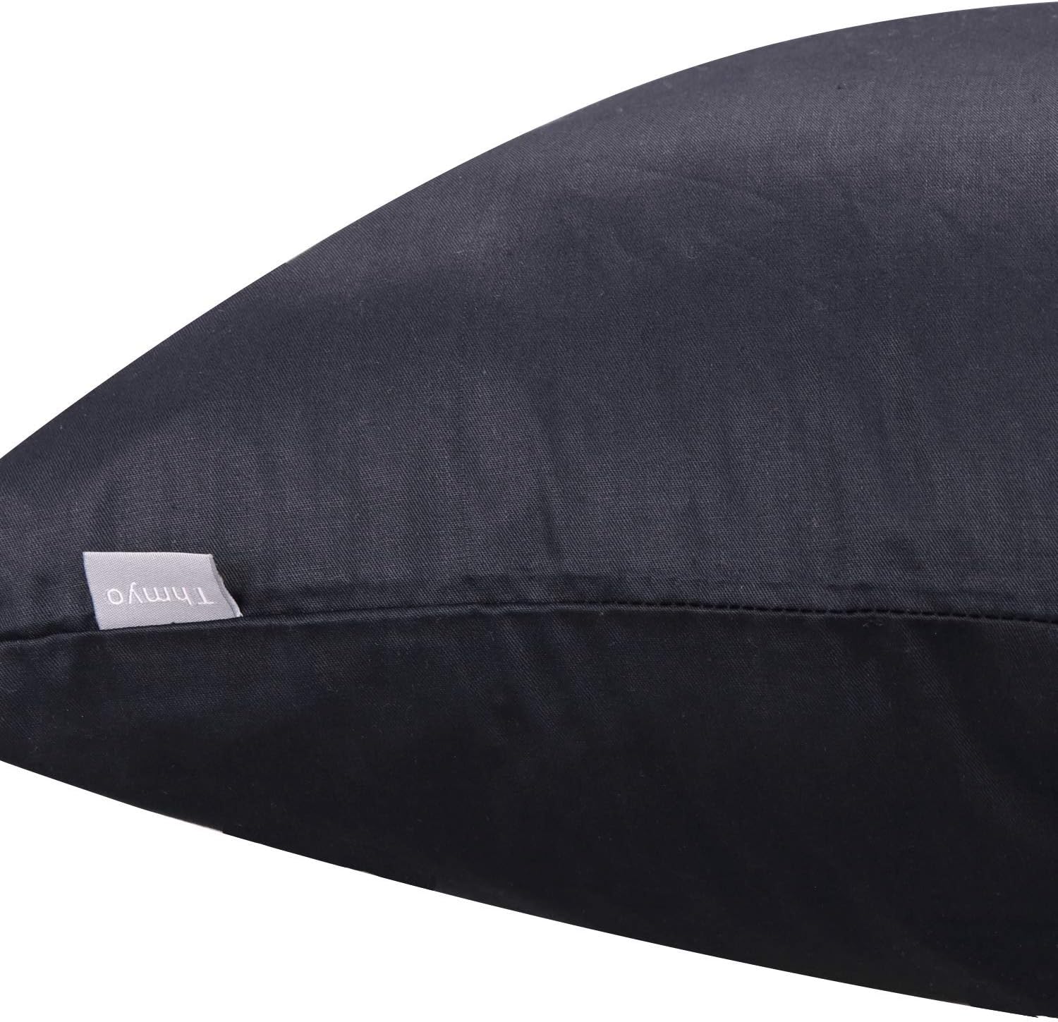 Thmyo 4-Pack 100% Cotton Solid Decorative Throw Pillow Case 18x18inch Black