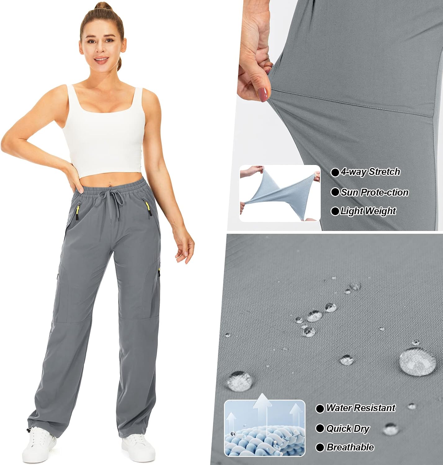 Toomett Women‘s Hiking Cargo Pants UPF 50 Quick Dry with Zipper Pockets