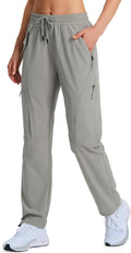Hugut Women's Lightweight Hiking Cargo Safari Pants with Zipper Pockets