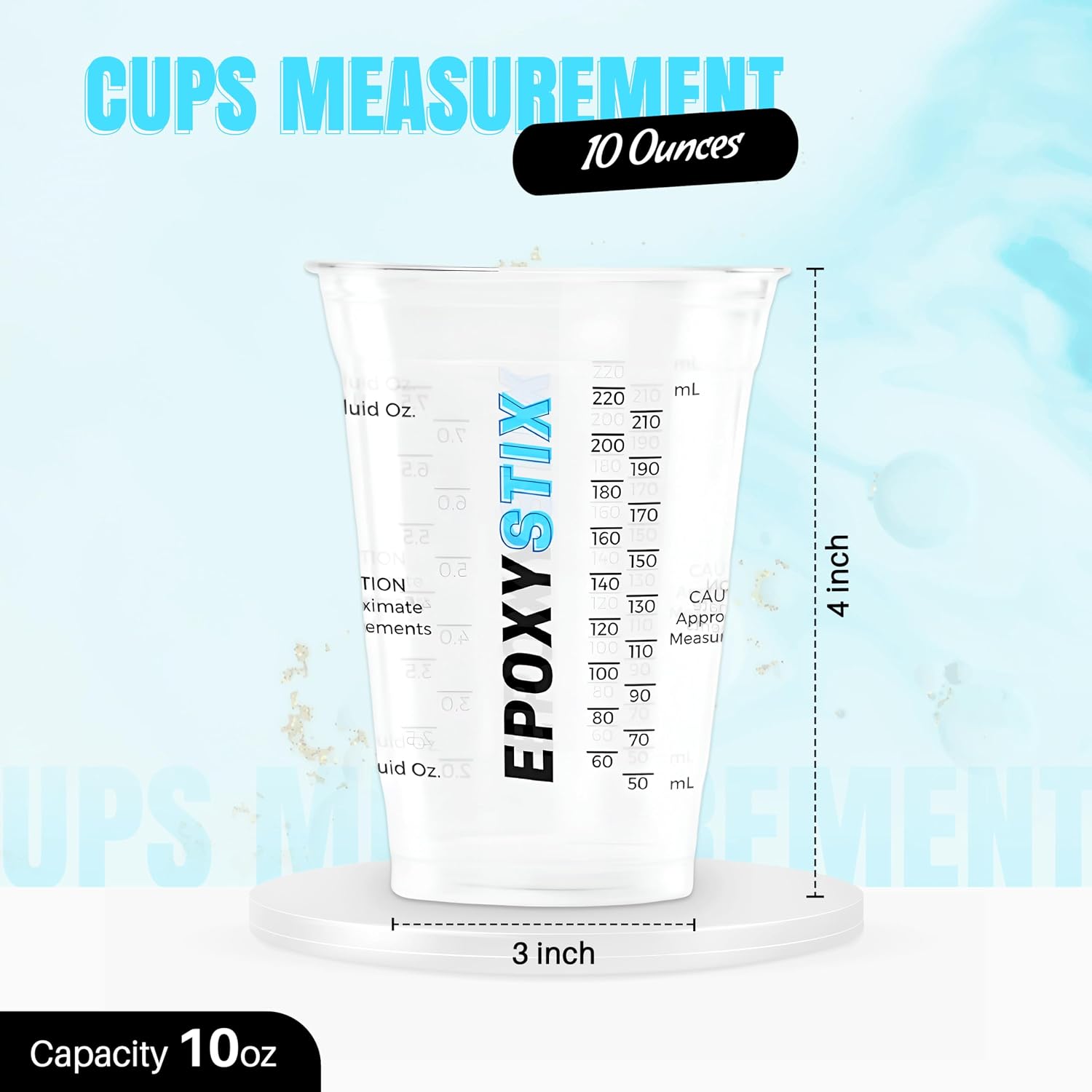[Pack of 250] 10oz Disposable Measuring Cups for Mixing Epoxy Resin - Measurements in mL and Oz - Multipurpose Reusable Paint, Epoxy, Stain, Liquid Mixing Cups
