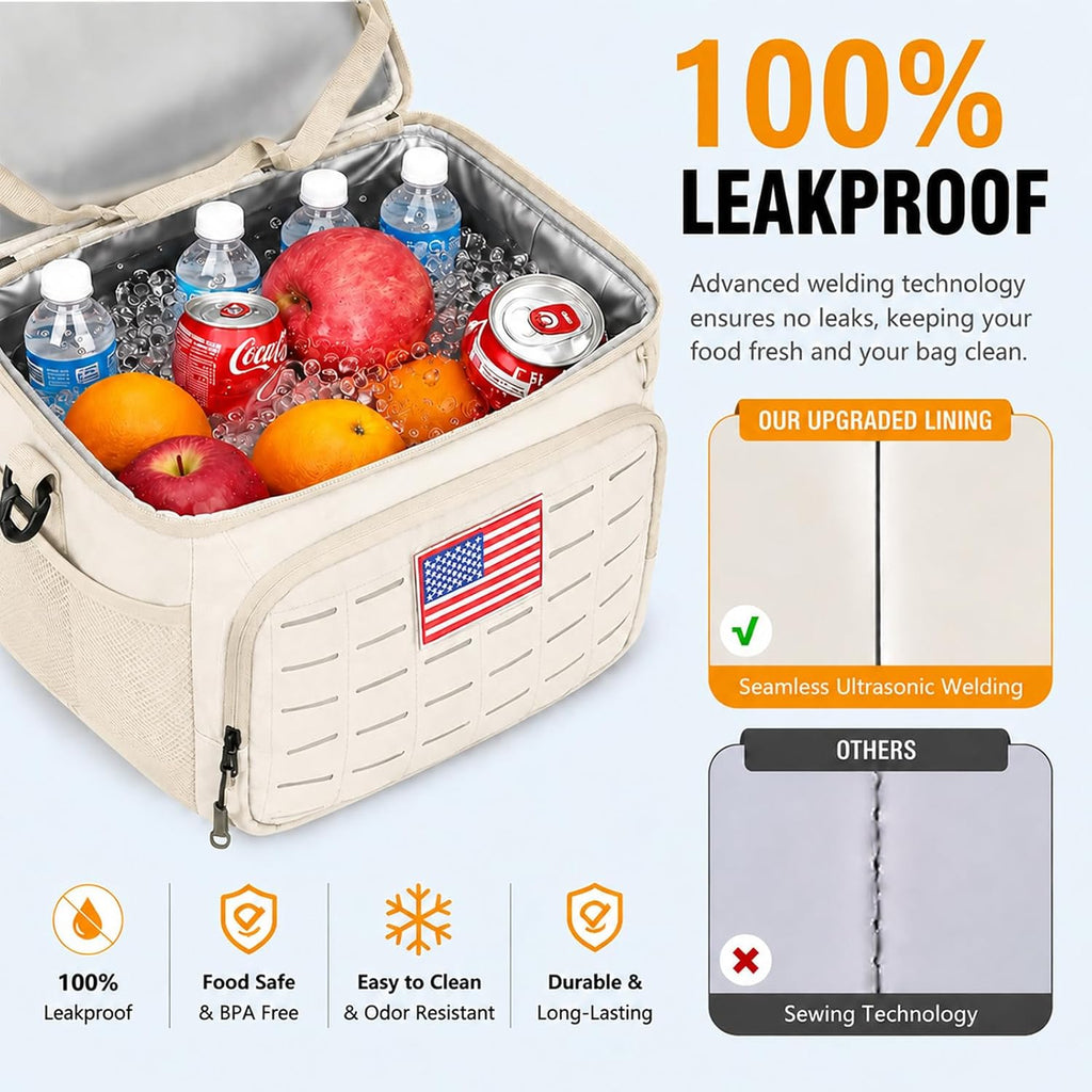 Goloni Lunch Box for Men & Women, Small Cooler Soft Thermal Leakproof Bag with Shoulder Strap, Multi-Pockets for Picnic, Beach, Camping