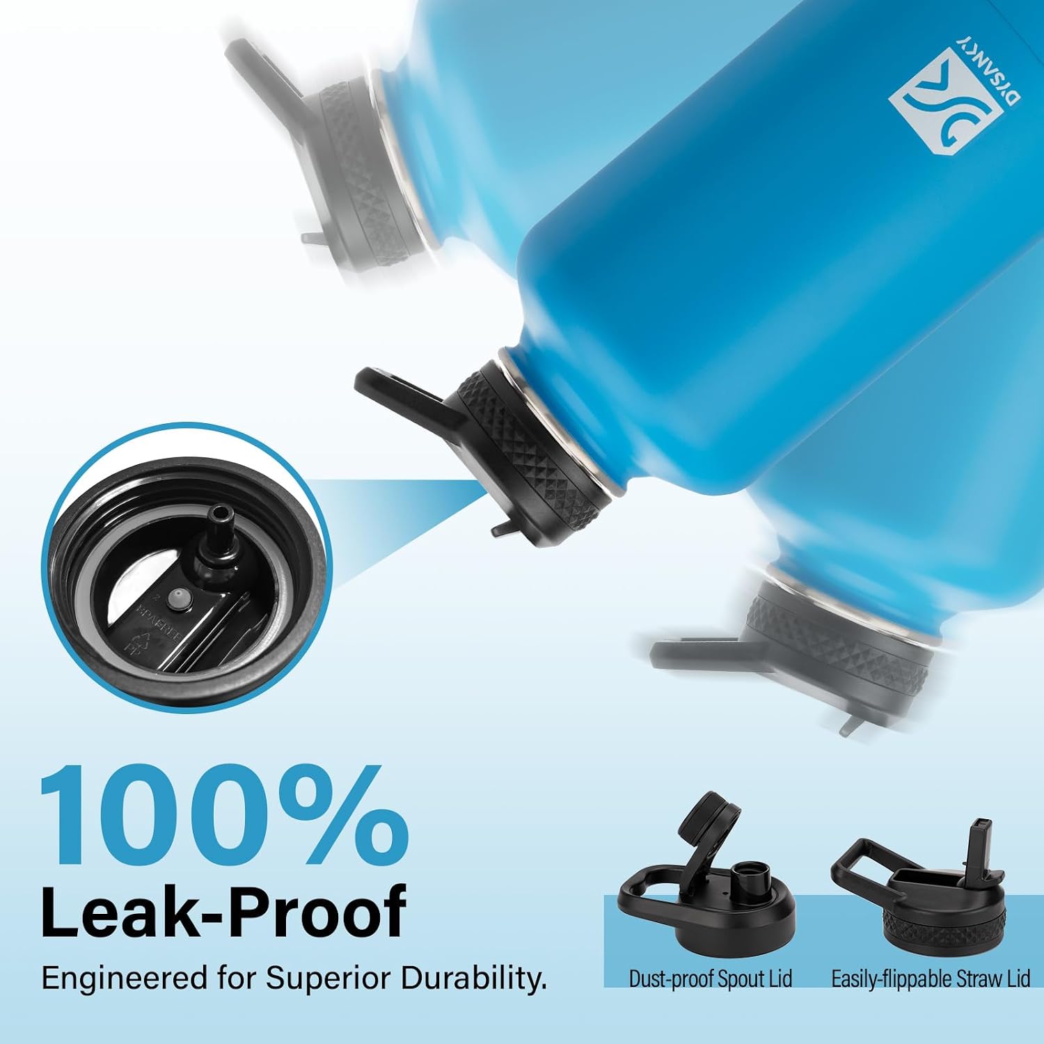 DYSANKY Insulated Water Bottle w/Straw Lid & Portable Carrier Bag, 64oz