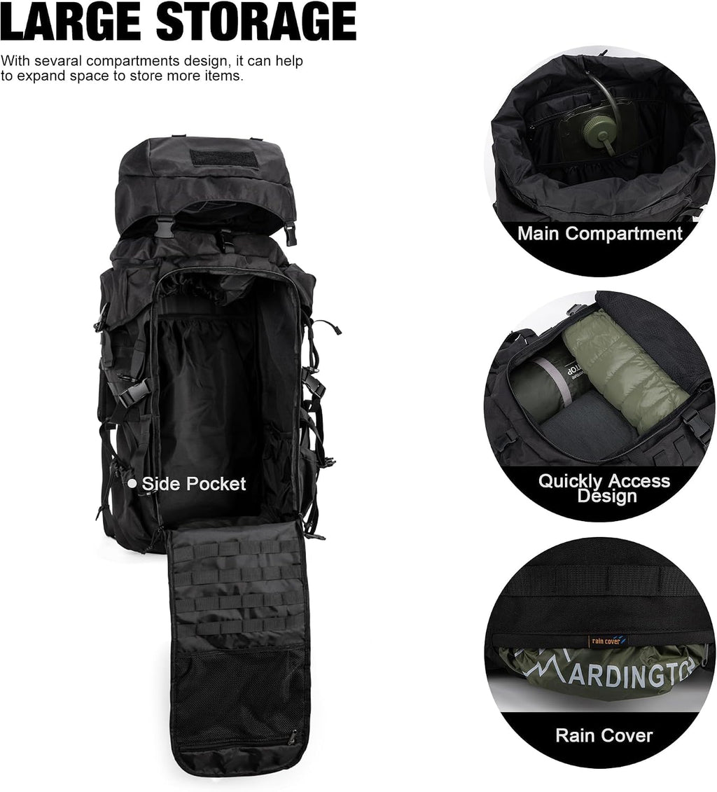 Mardingtop 70L Internal Frame Backpack for Hunting,Camping,Hiking Backpacking Backpack with Rain Cover