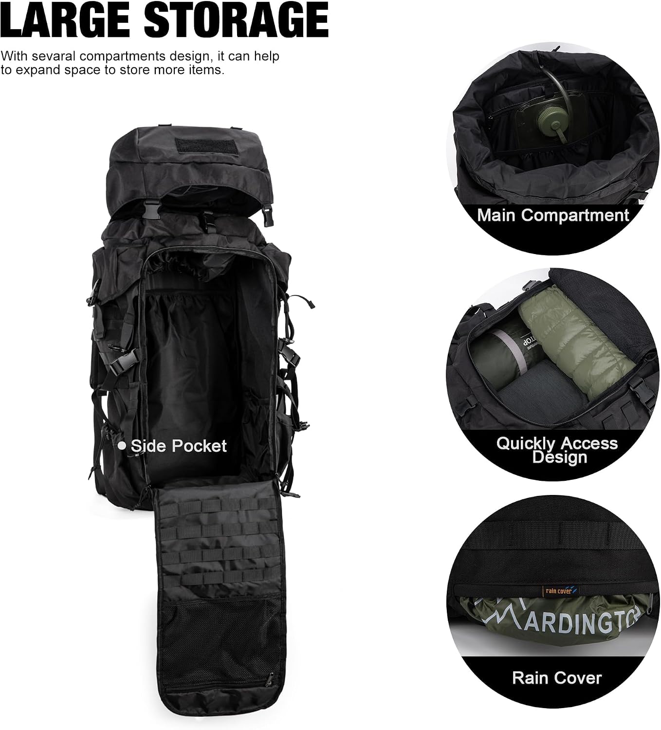 Mardingtop 70L Internal Frame Backpack for Hunting,Camping,Hiking Backpacking Backpack with Rain Cover