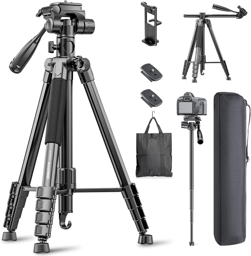 CAMBOFOTO 73" Camera Tripod and Monopod with Horizontal Central Axis