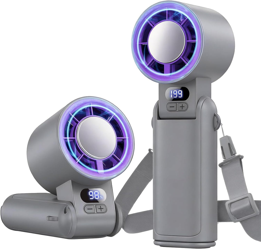 Portable Handheld Turbo Fan, 1-199 Speed Adjustable, Grey Purple