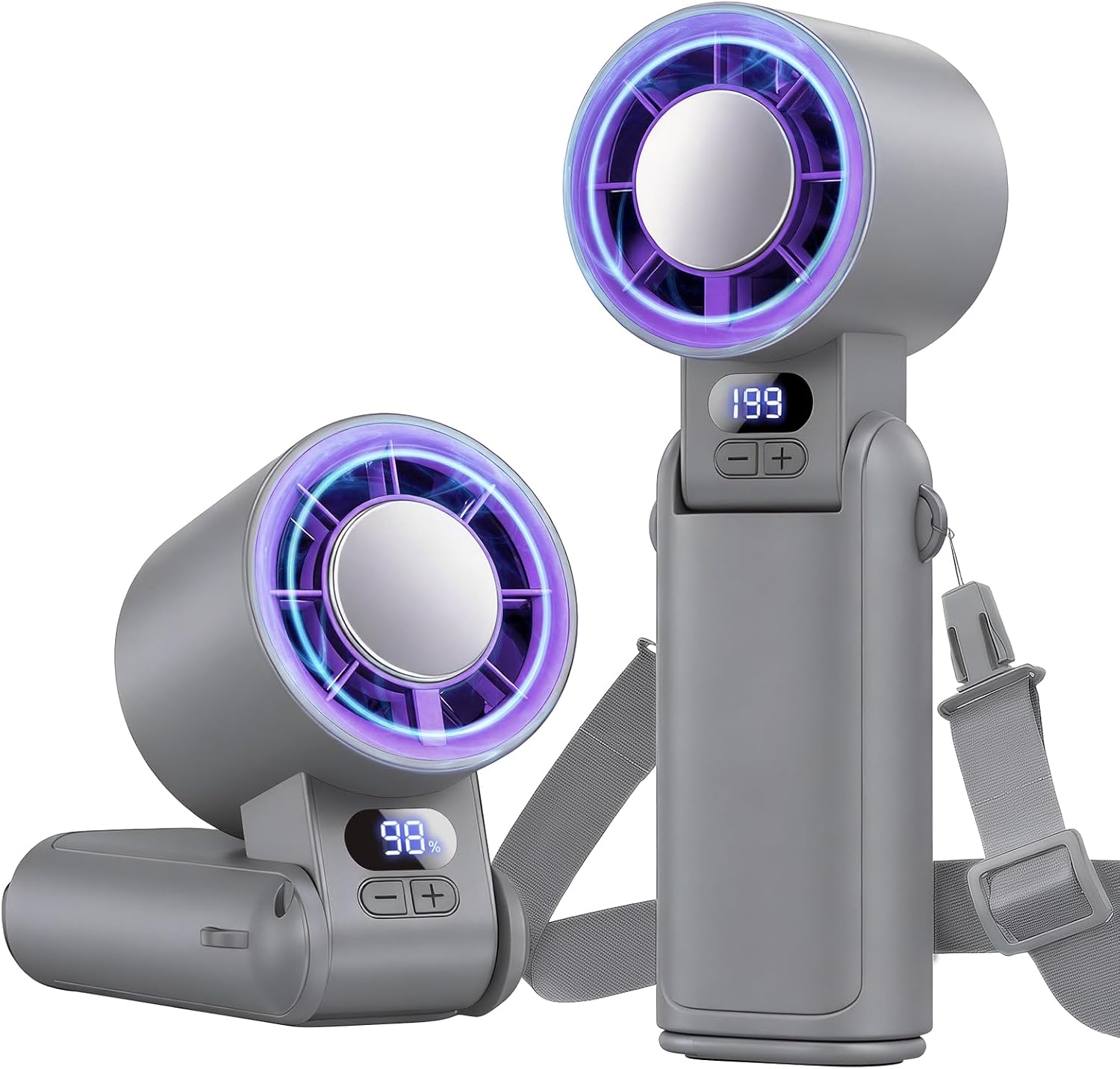 Portable Handheld Turbo Fan, 1-199 Speed Adjustable, Grey Purple
