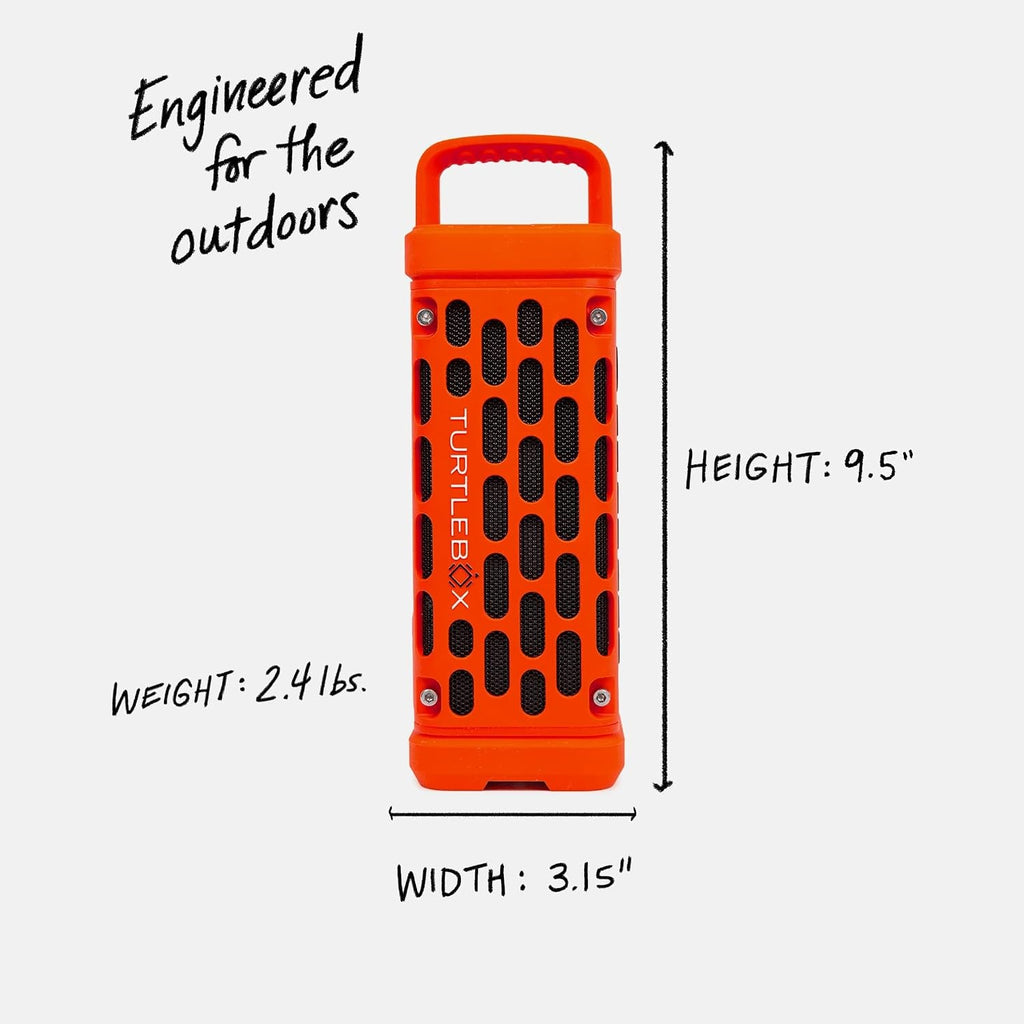 Turtlebox Ranger, Ultra-Portable Bluetooth Speaker, Waterproof, Orange