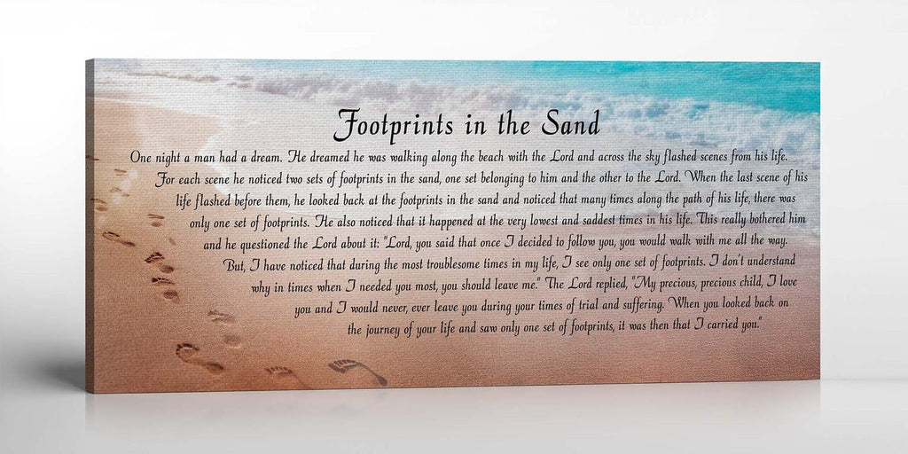 Footprints in the Sand Wall Decor, Footprints in the Sand Inspirational Wall Art, Beach Decor, Christian Gifts for Men and Women Chrisitan Wall Decor, Sympathy Gift, Gift Ready To Hang C3001-16x40