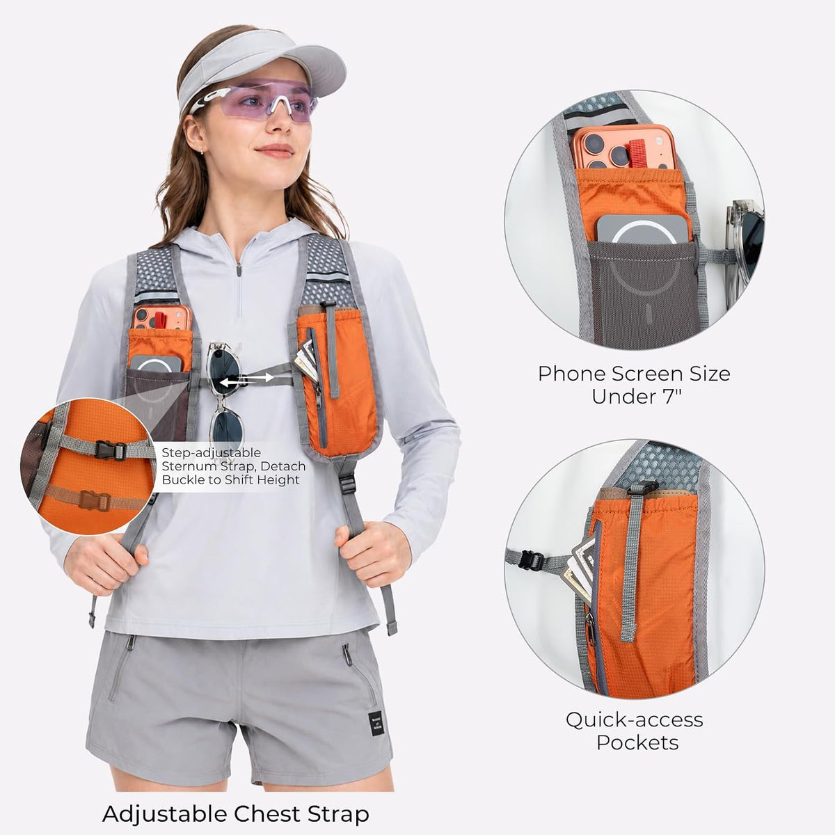 20L Small Hiking Backpack for Women Men, Lightweight Packable Day pack, Foldable Daypack for Cycling, Travel, Commuting (Orange)