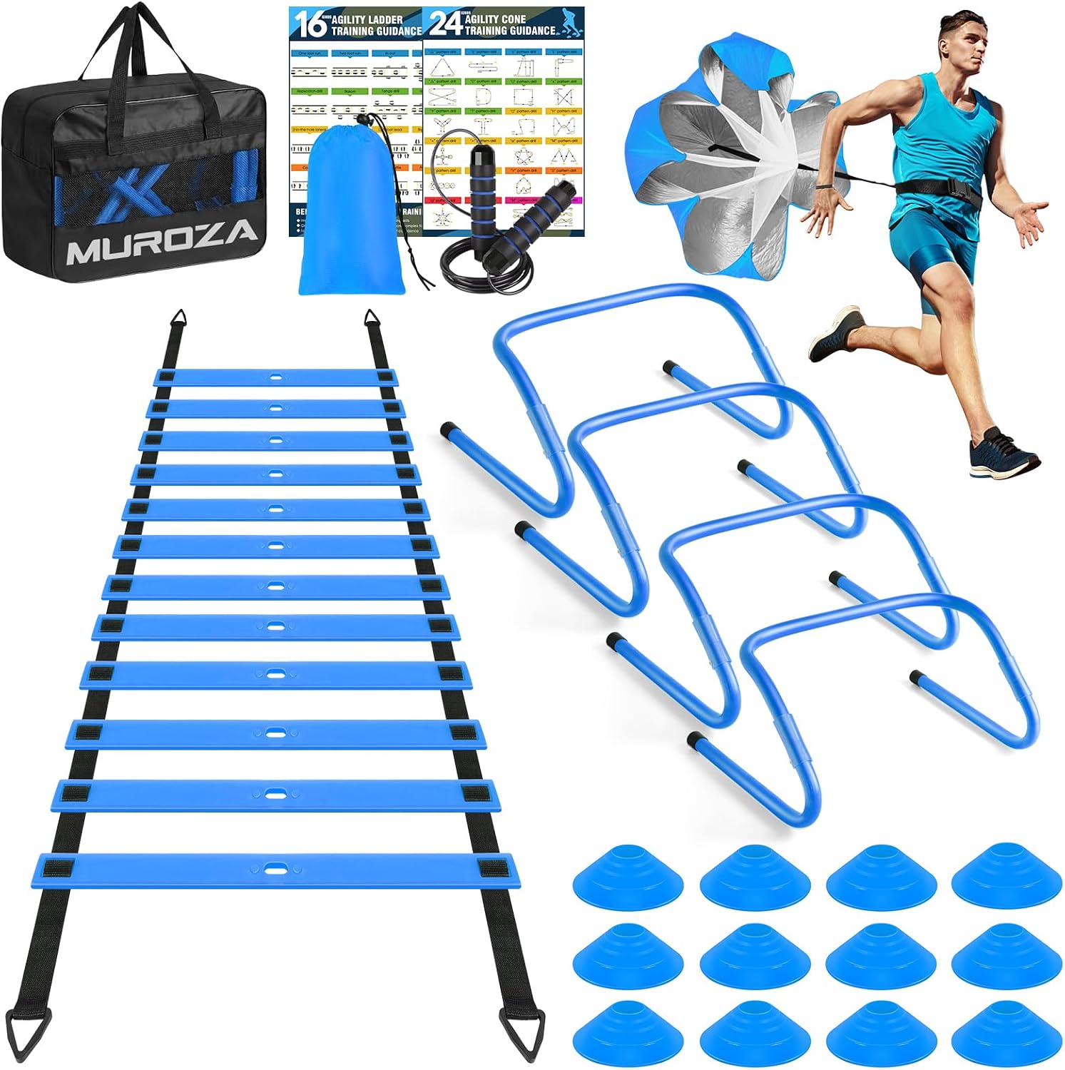 Agility Ladder, Agility Speed Training Equipment Set, 20ft Speed Ladder