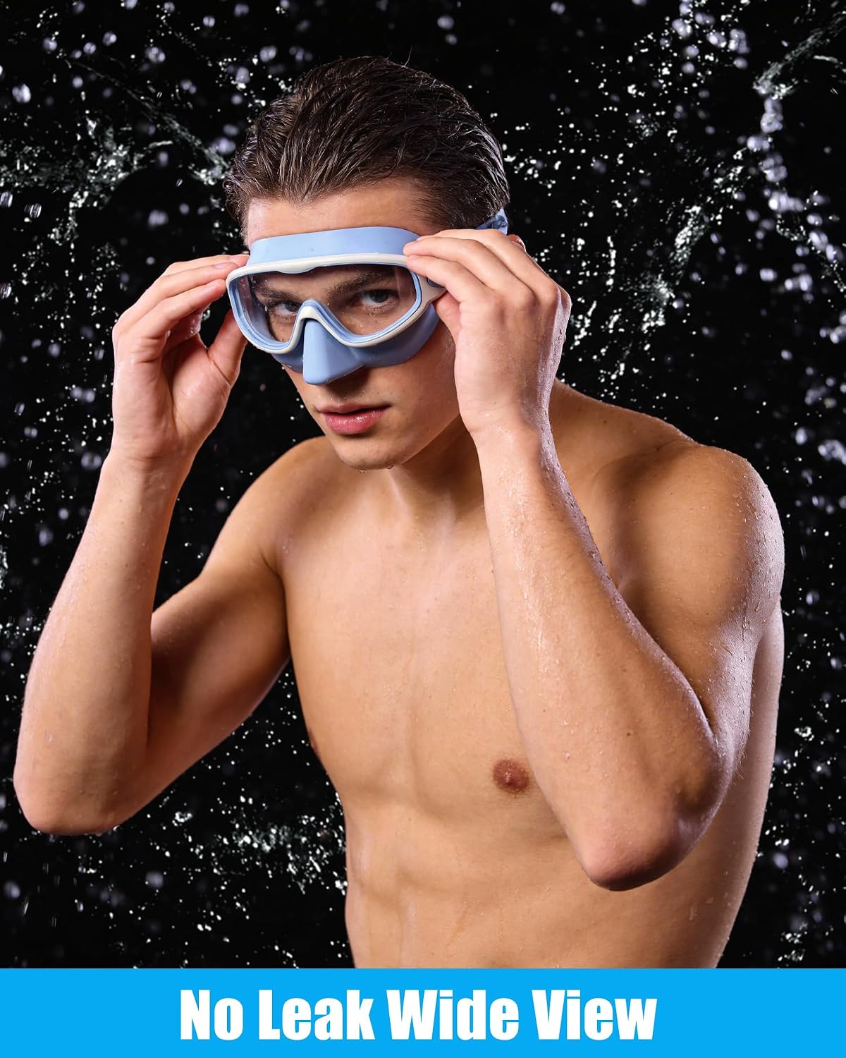 Aegend Swim Goggles with Nose Cover for Adults, 2 Pack Wide View Swimming Goggles Anti-Fog/UV No Leak for Men & Women