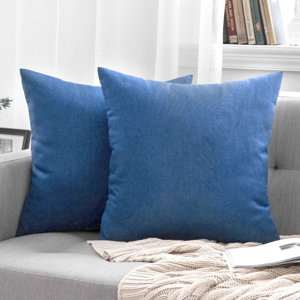 MIULEE Decorative Outdoor Pillow Covers Waterproof 18x18 Blue