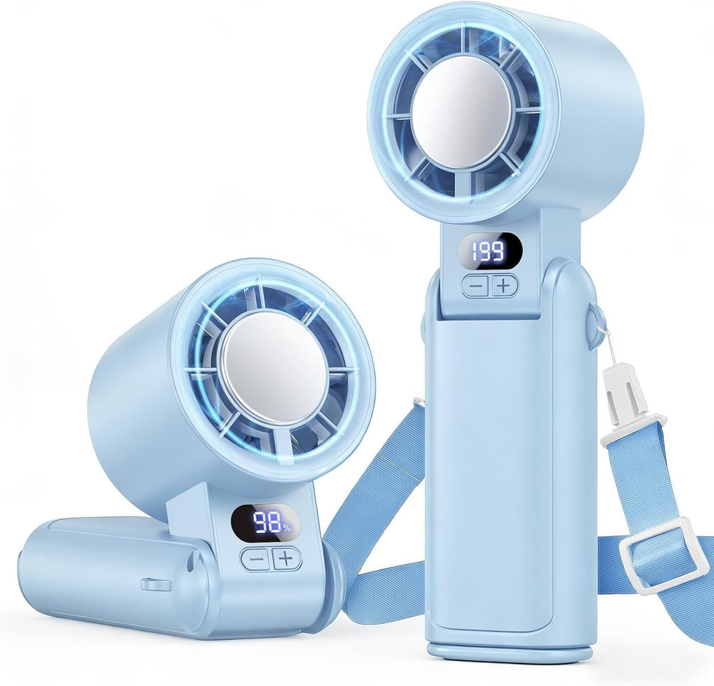 Portable Handheld Turbo Fan, 1-199 Speed Adjustable, Blue
