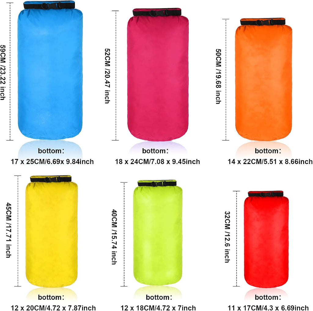 Shappy 6 Pcs Waterproof Dry Bag Set Ultralight Stuff Sack 20/15/10/8/5/3L Backpacking Bag with Long Adjustable Strap Outdoor Keep Gear Dry Sack for Camping Kayaking Boating Hiking Travel