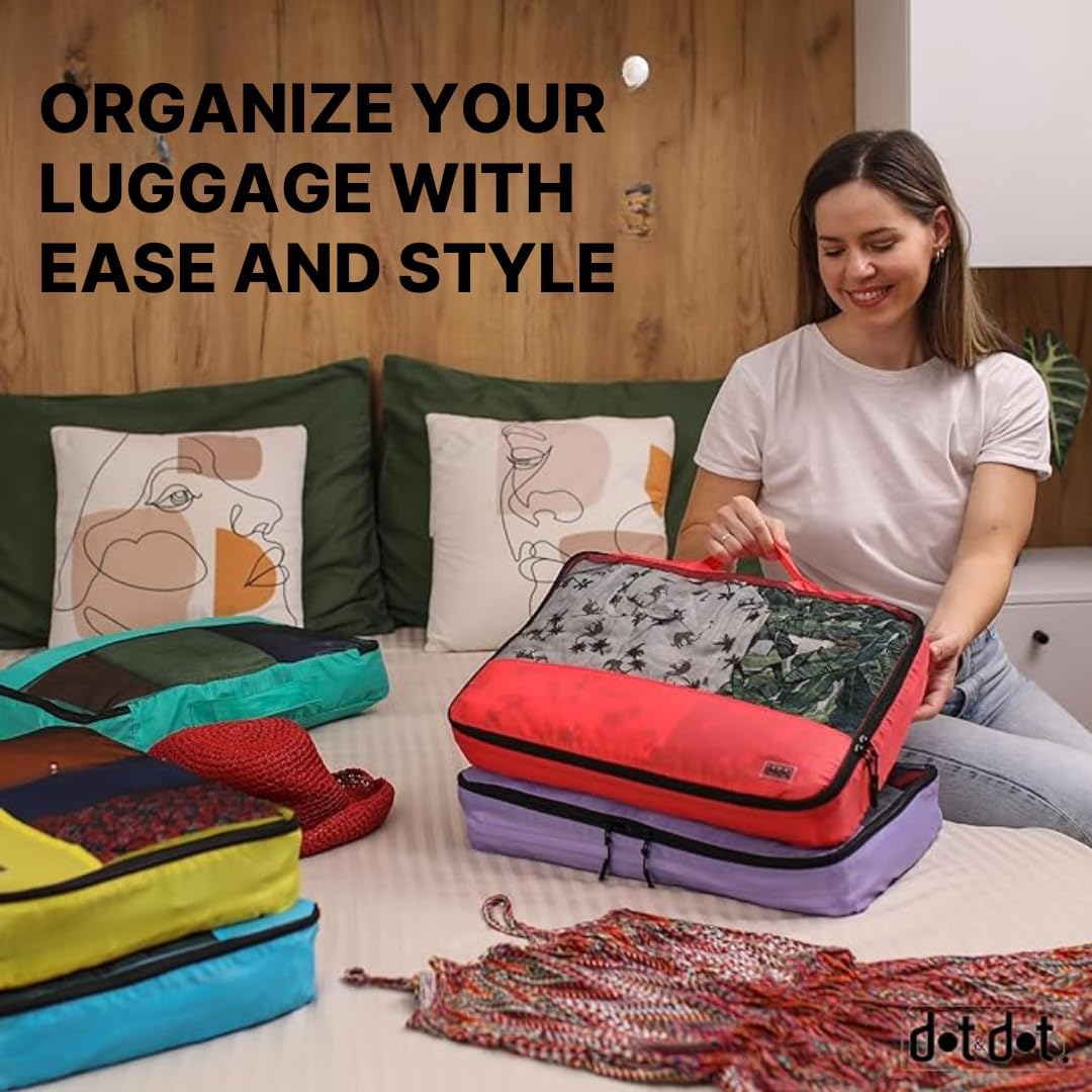 Large 5pc Packing Cubes for Travel - Lightweight Luggage Organizer Bags for Suitcases (Non-Compression)