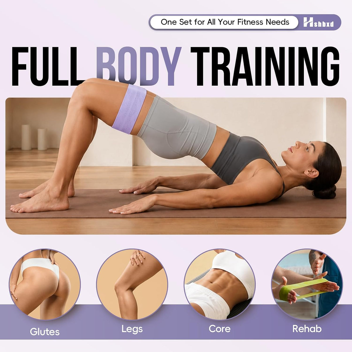 Fabric Resistance Band Set with Exercise Guide, 3 Levels for Hip and Glute
