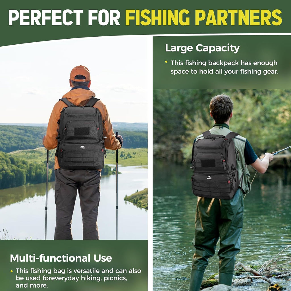 MATEIN Fishing Backpack Tackle Box, Tackle Backpack with Cooler for Men