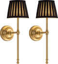 KDG Gold Cordless Wall Sconces Set of 2, Black Fabric LED Wall Lamps