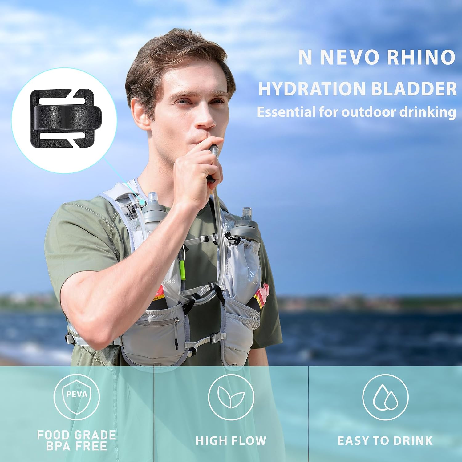 N NEVO RHINO Water Bladder 1L- 1.5L- 2L, Hydration Bladder for Running Vest