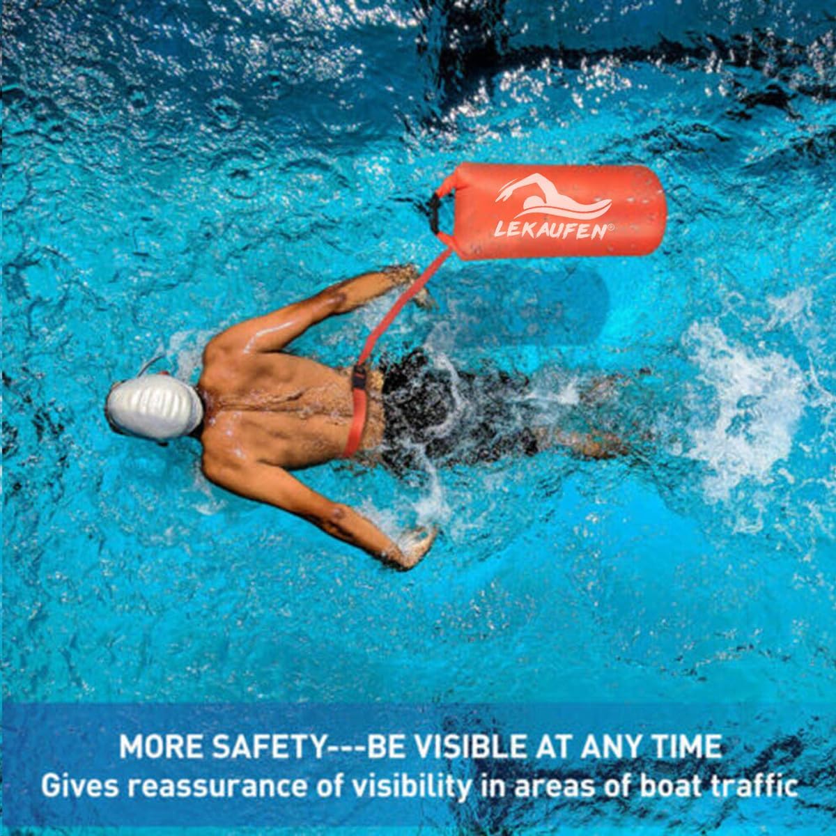 Swim Buoy for Open Water, 20L Inflatable Swim Safety Float