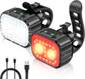 Cuvccn Bike Lights Super Bright, Rechargeable Bicycle Lights Set Multiple Modes, Waterproof Bike Lights for Night Riding/Cycling Safety, Front and Back Bike Reflectors Light, Long Battery Life