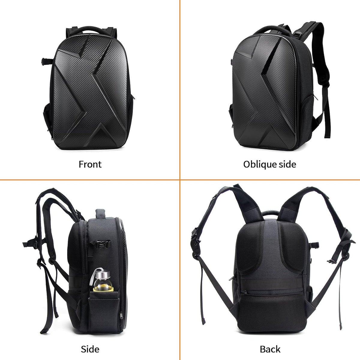 Camera Backpack Hard Shell Imitation Carbon Fiber DSLR, Waterproof Shockproof w/15.6" Lap Comp for Photo, Travelers & Daily.