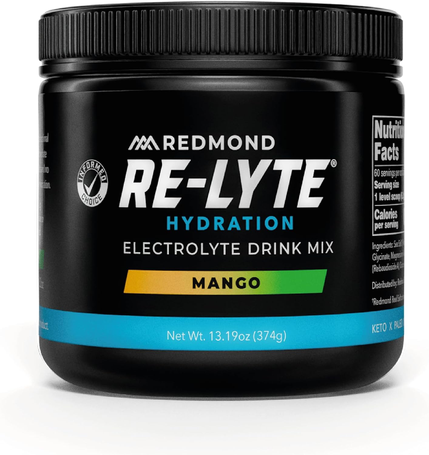 REDMOND Re-Lyte Sugar Free Electrolyte Powder Drink Mix (Mango)