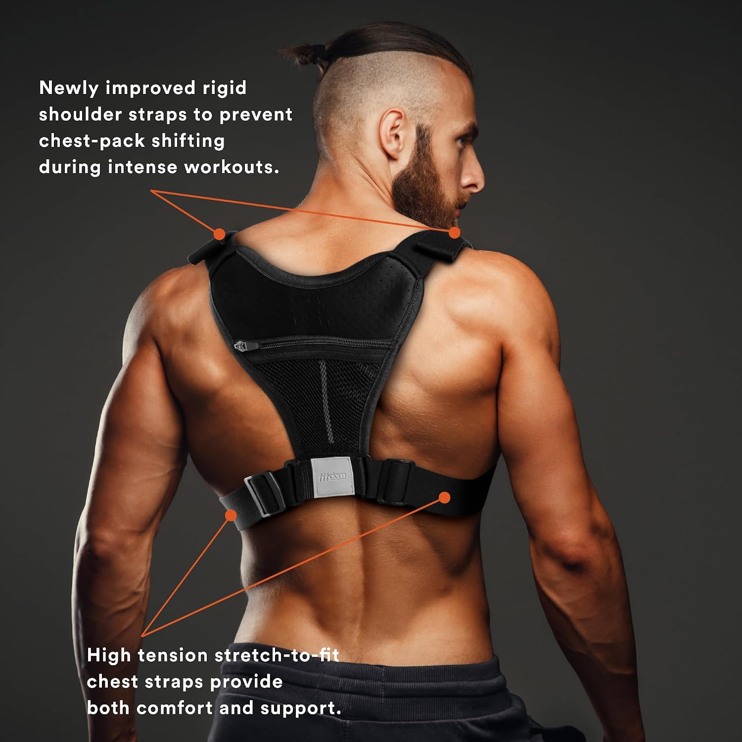 Fitdom Running Chest Pack for Men, Tactical Sports Utility Bag with Pockets