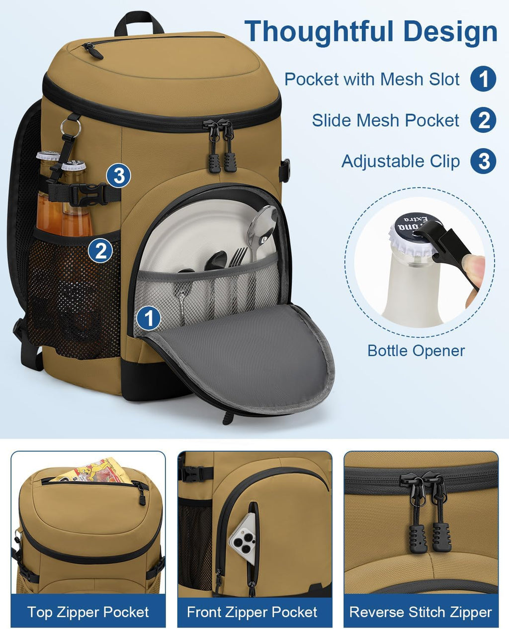 Cooler Backpack Insulated Leakproof Soft Cooler Bag Ice Chest for Women