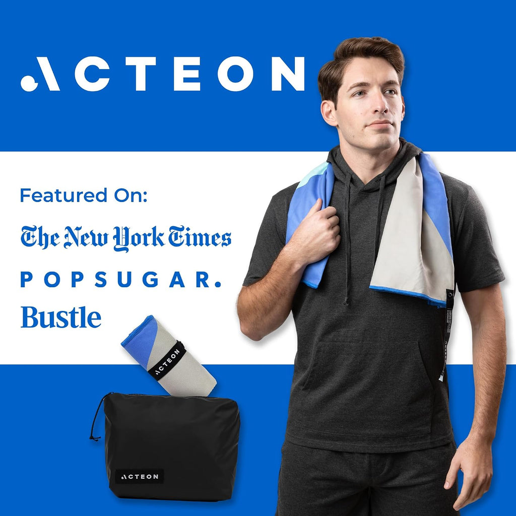 Acteon Gym Towel & Wet Bag Travel Set, Large Quick-Dry Microfiber Towel