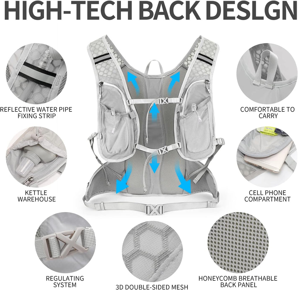 IX INOXTO Hydration Pack Backpack, Lightweight Water Backpack with 2L Hydration Bladder Daypack for Men Women,Running Hydration Vest for Trail Running Hiking Cycling Race Climbing