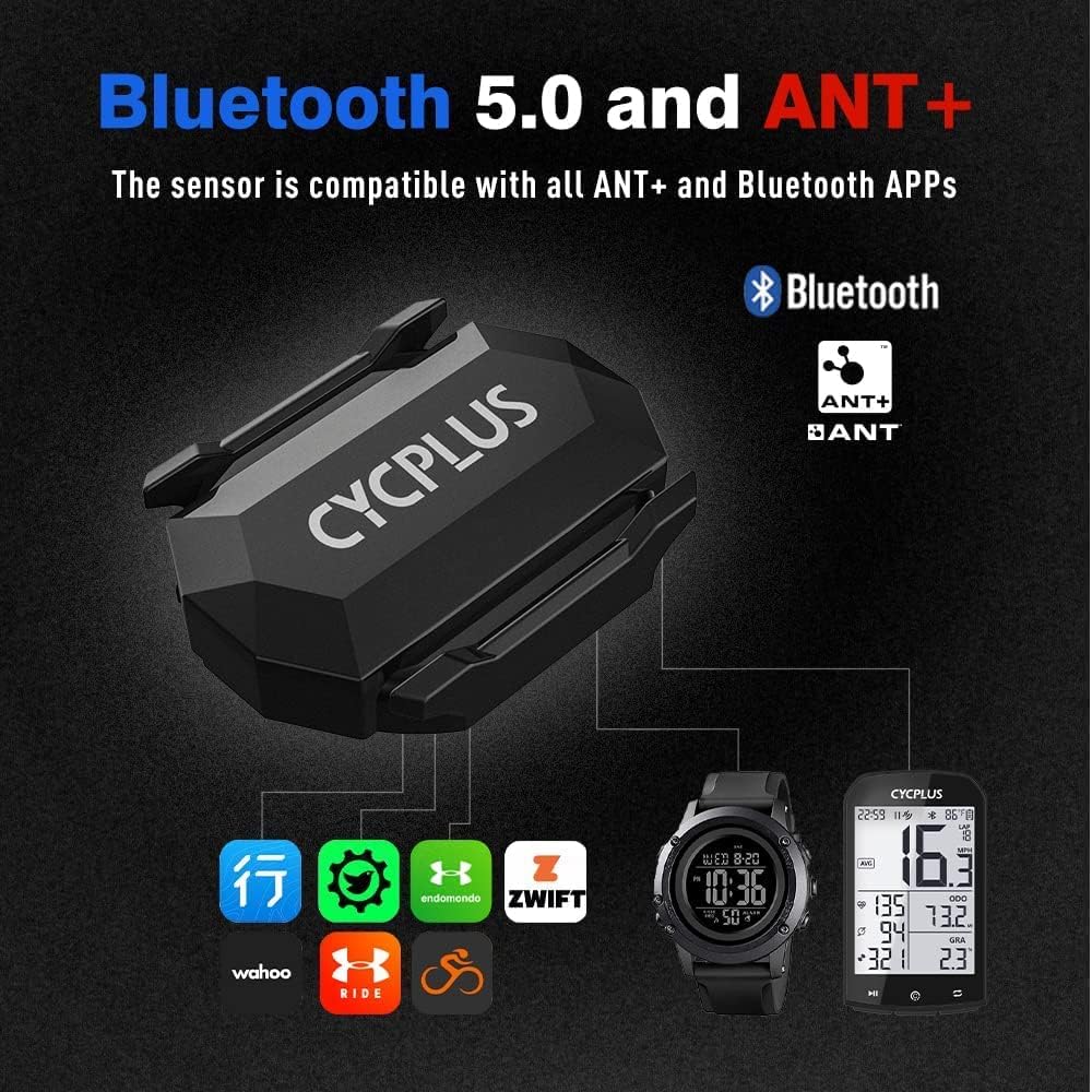 CYCPLUS Cycling Speed & Cadence Sensor, Bluetooth & ANT+, IP67 Waterproof