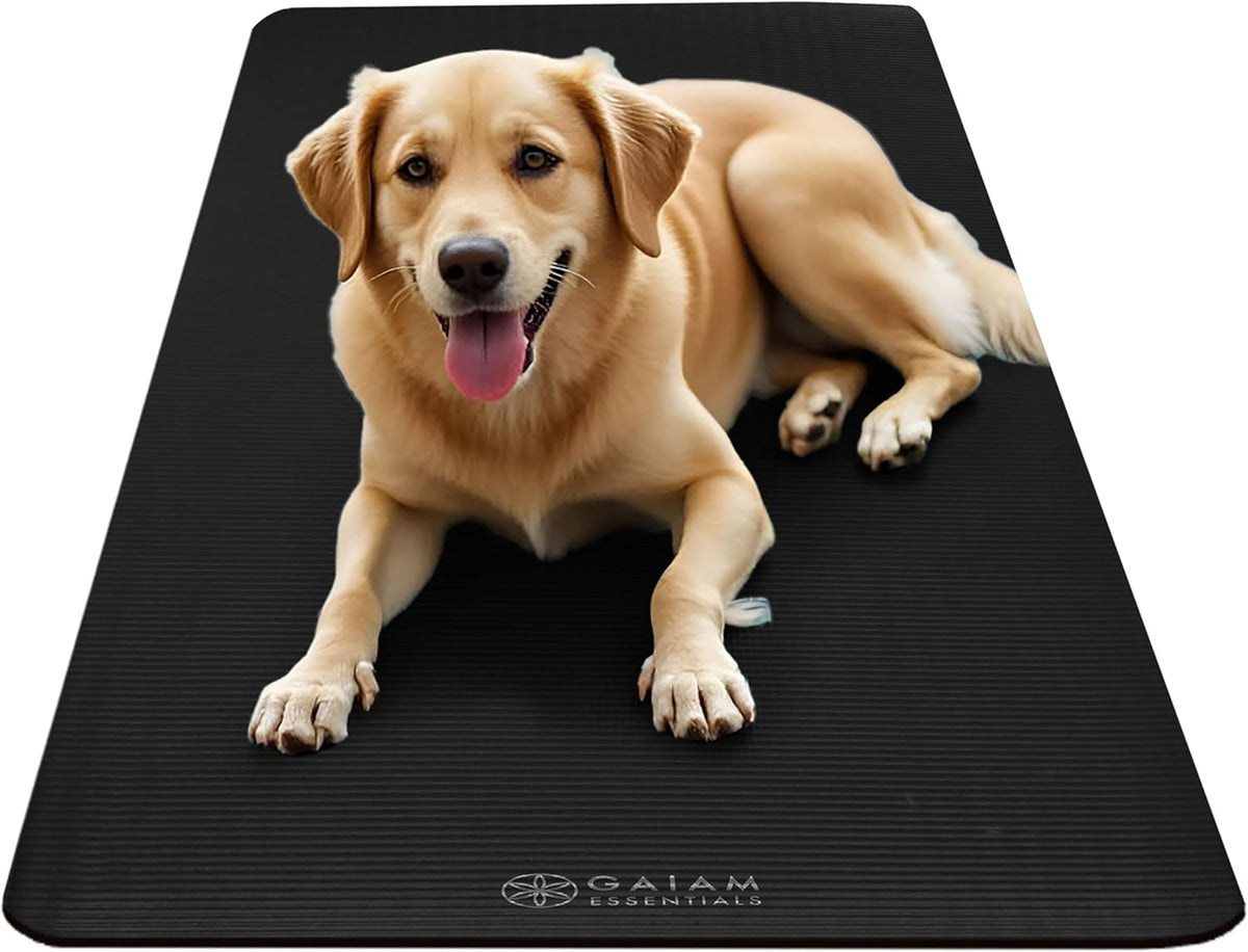 Gaiam Thick Yoga Mat, Exercise & Fitness Mat with Easy-Cinch Carrying Strap