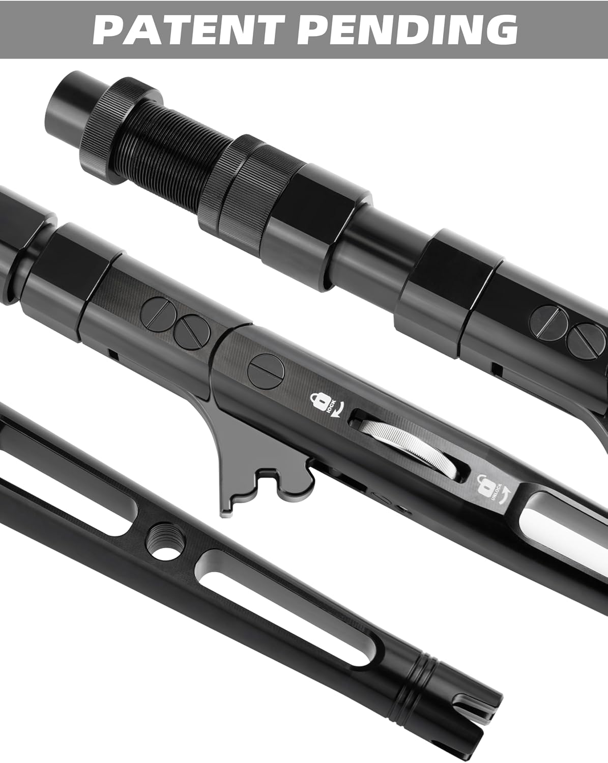 BLUEWING Adjustable Bent Rod Butt Hard Anodized Aluminum Alloy Rod Butt with Adjustable Angles at 0°, 30°, and 60°, Black