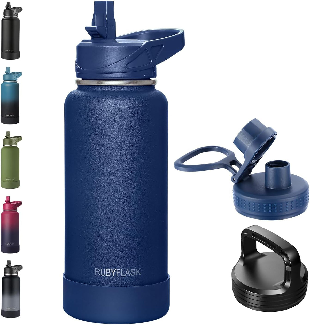 RUBYFLASK 32 oz Insulated Stainless Steel Water Bottle with Straw